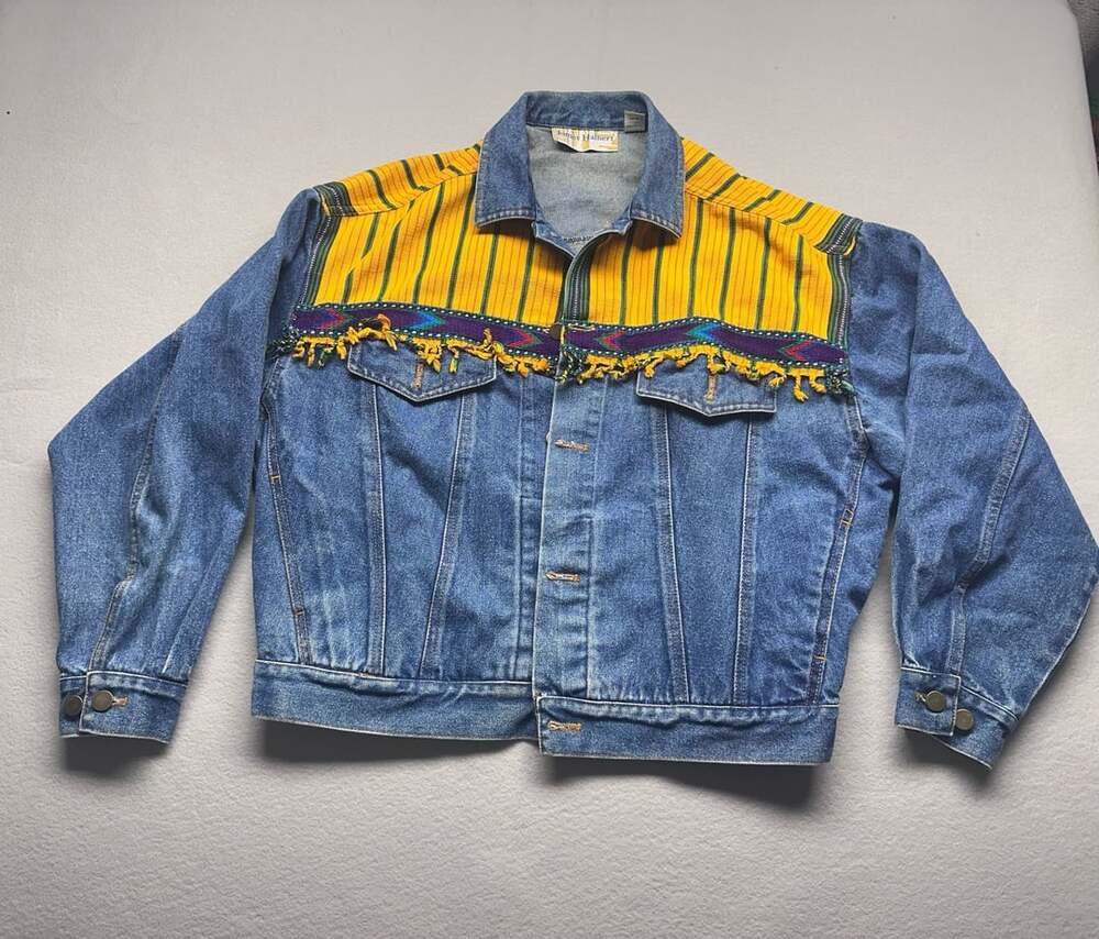 James Halbert Embroiderred Jean Jacket Yellow Southern colors